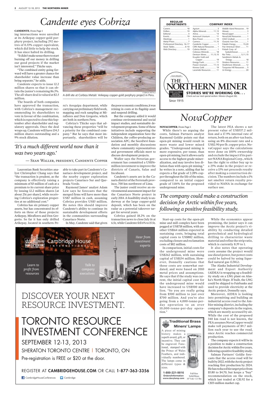 The Northern Miner Preview Pages