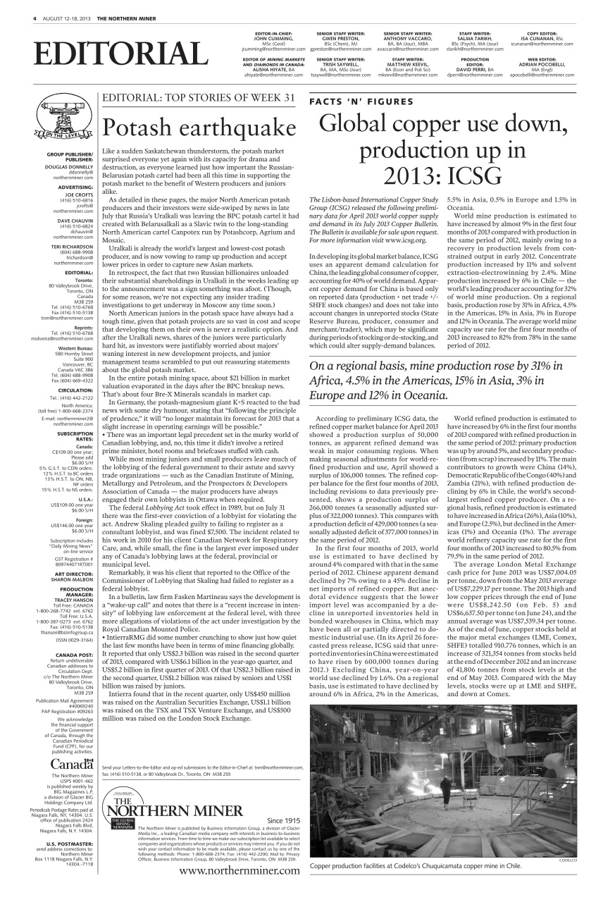 The Northern Miner Preview Pages