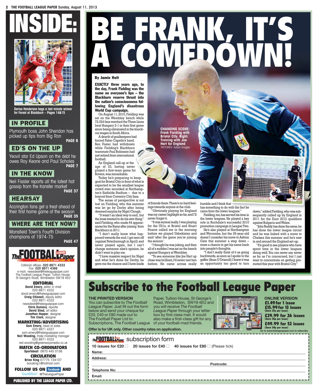 The Football League Paper Preview Pages