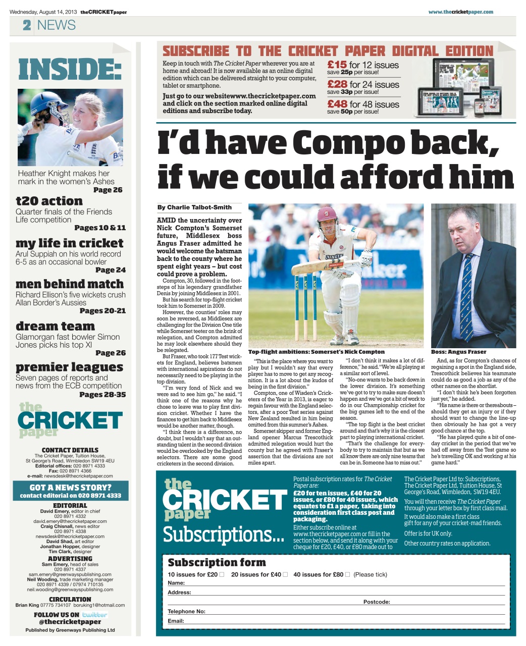 The Cricket Paper Preview Pages