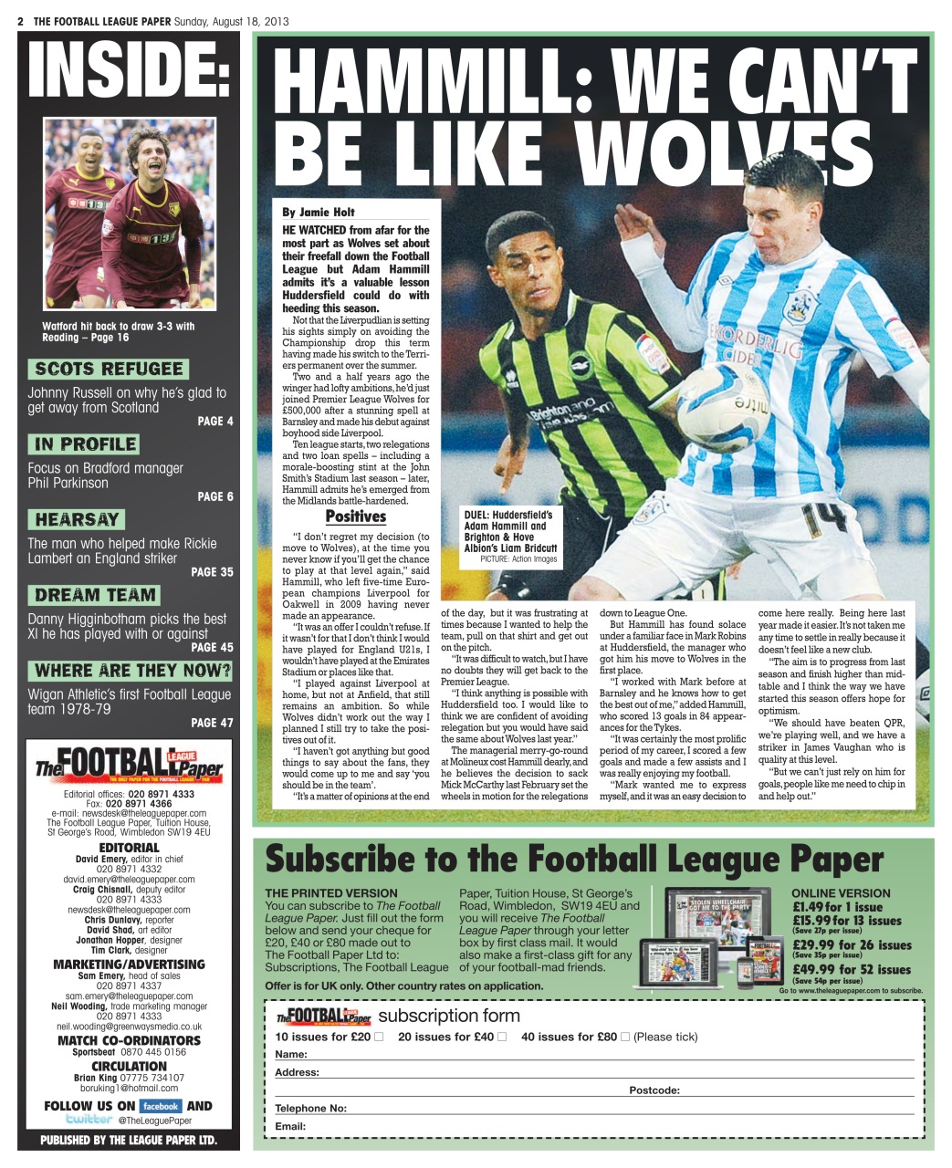 The Football League Paper Preview Pages