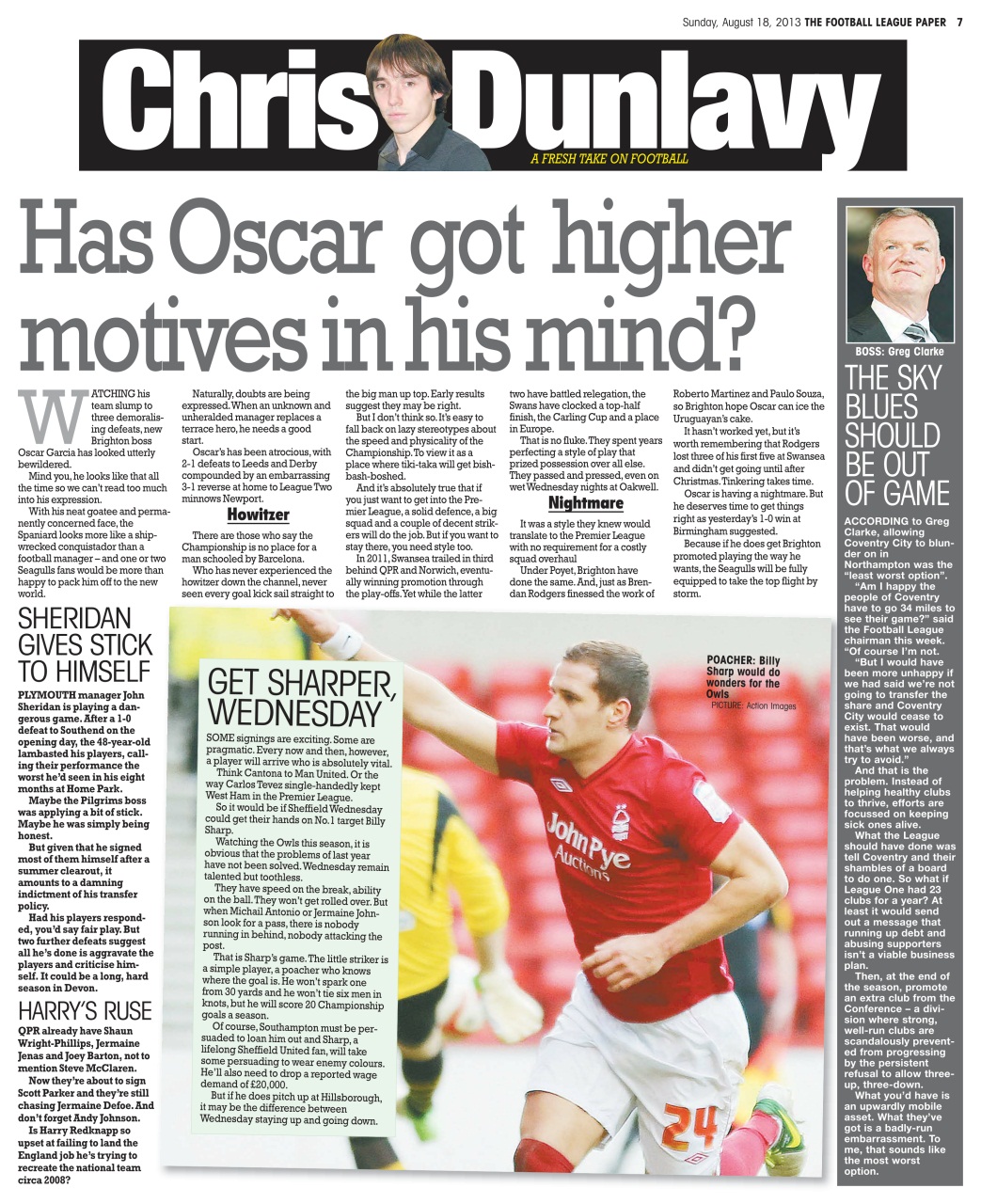 The Football League Paper Preview Pages