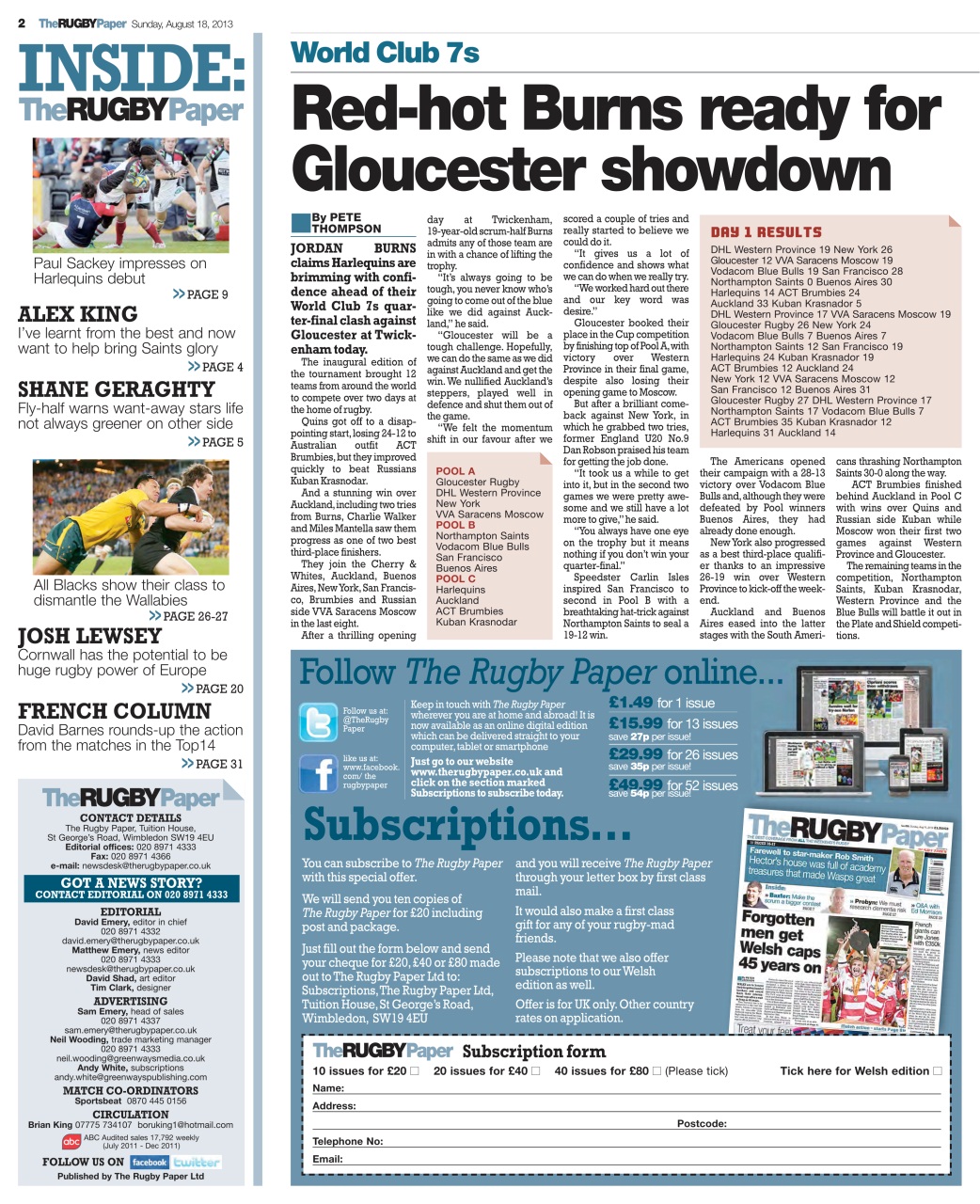 The Rugby Paper Preview Pages