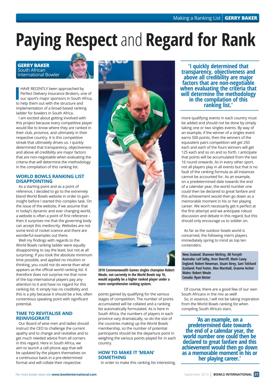 Bowls International Preview Pages