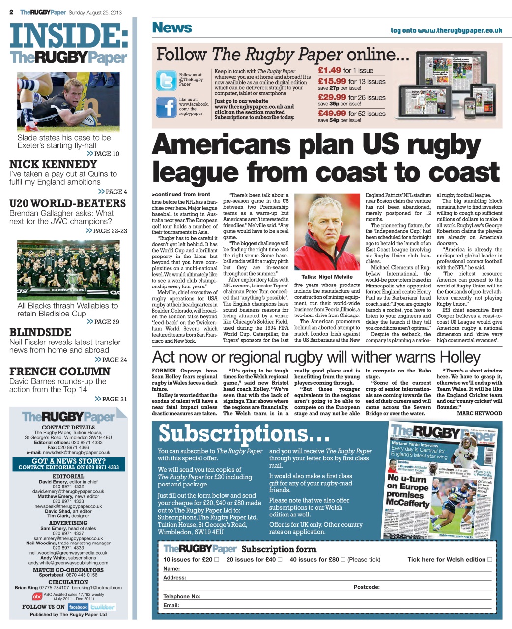 The Rugby Paper Preview Pages