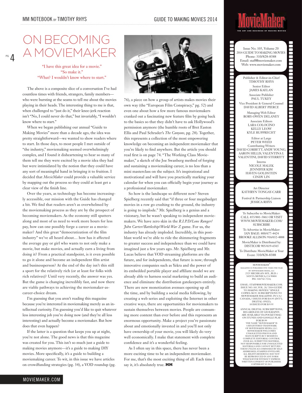 MovieMaker Magazine Preview Pages