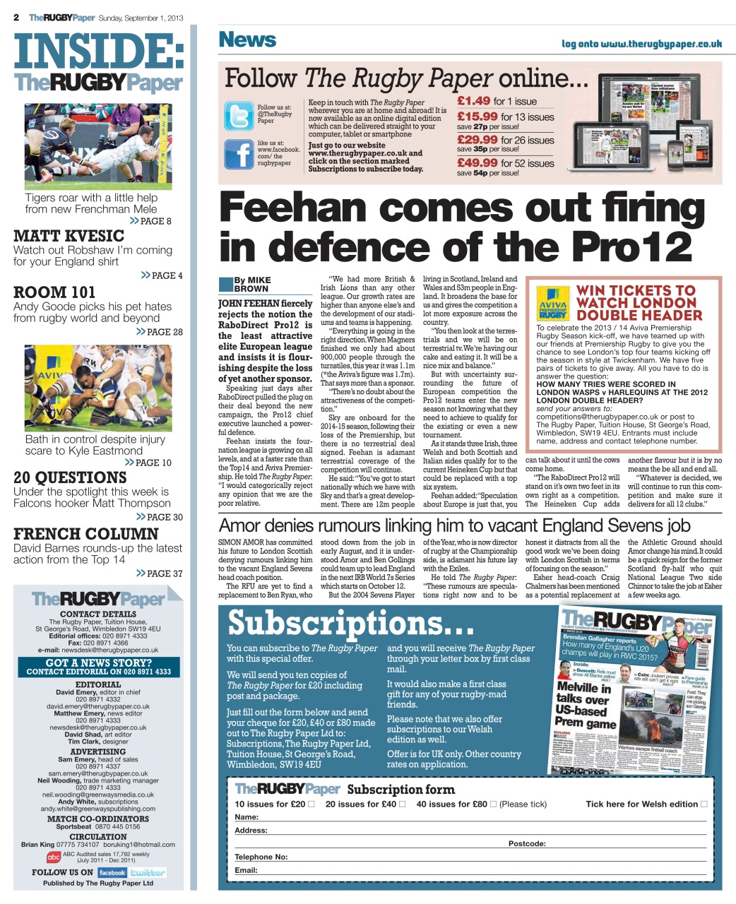 The Rugby Paper Preview Pages