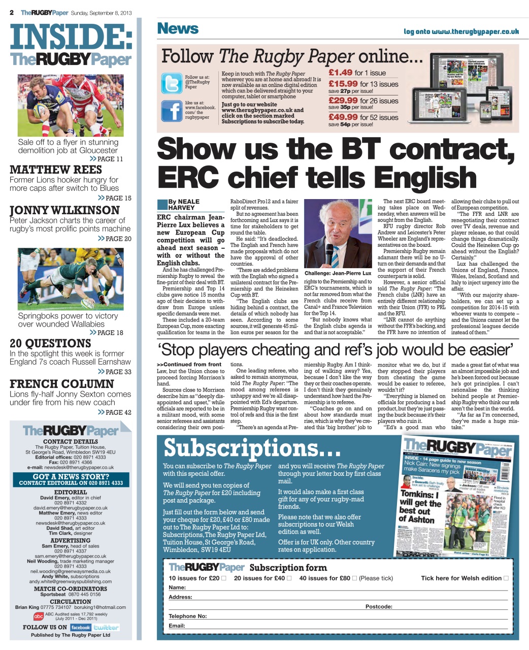 The Rugby Paper Preview Pages