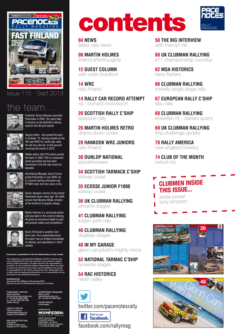 Pacenotes Rally magazine Preview Pages