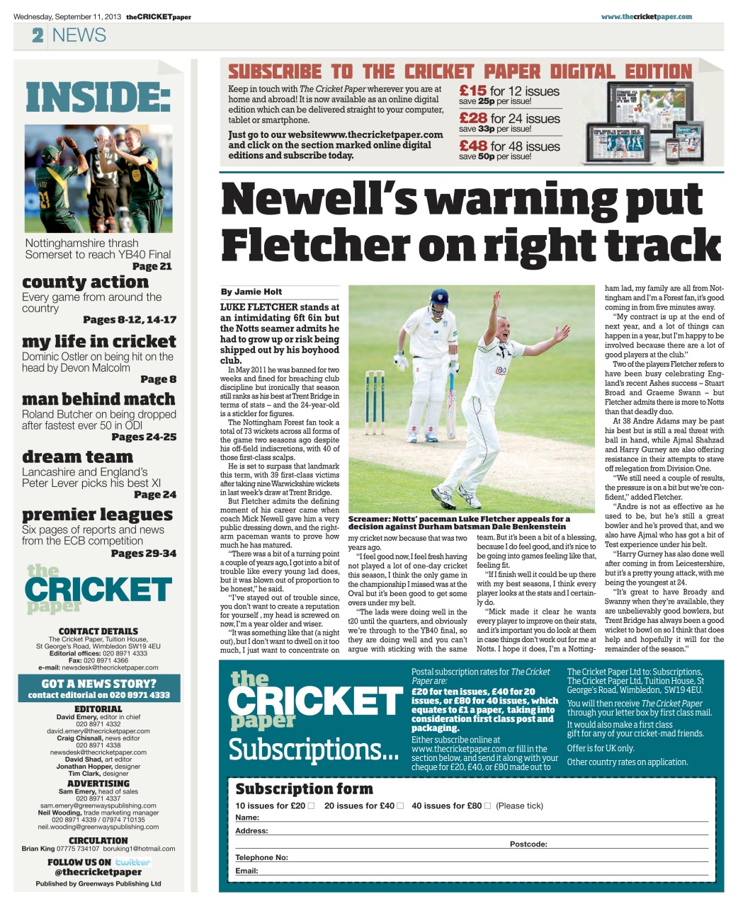 The Cricket Paper Preview Pages