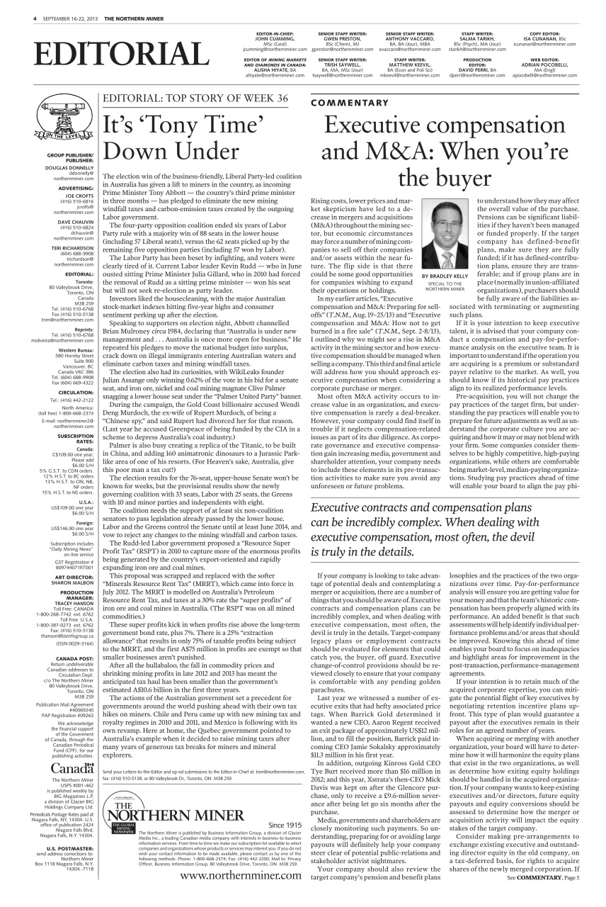 The Northern Miner Preview Pages