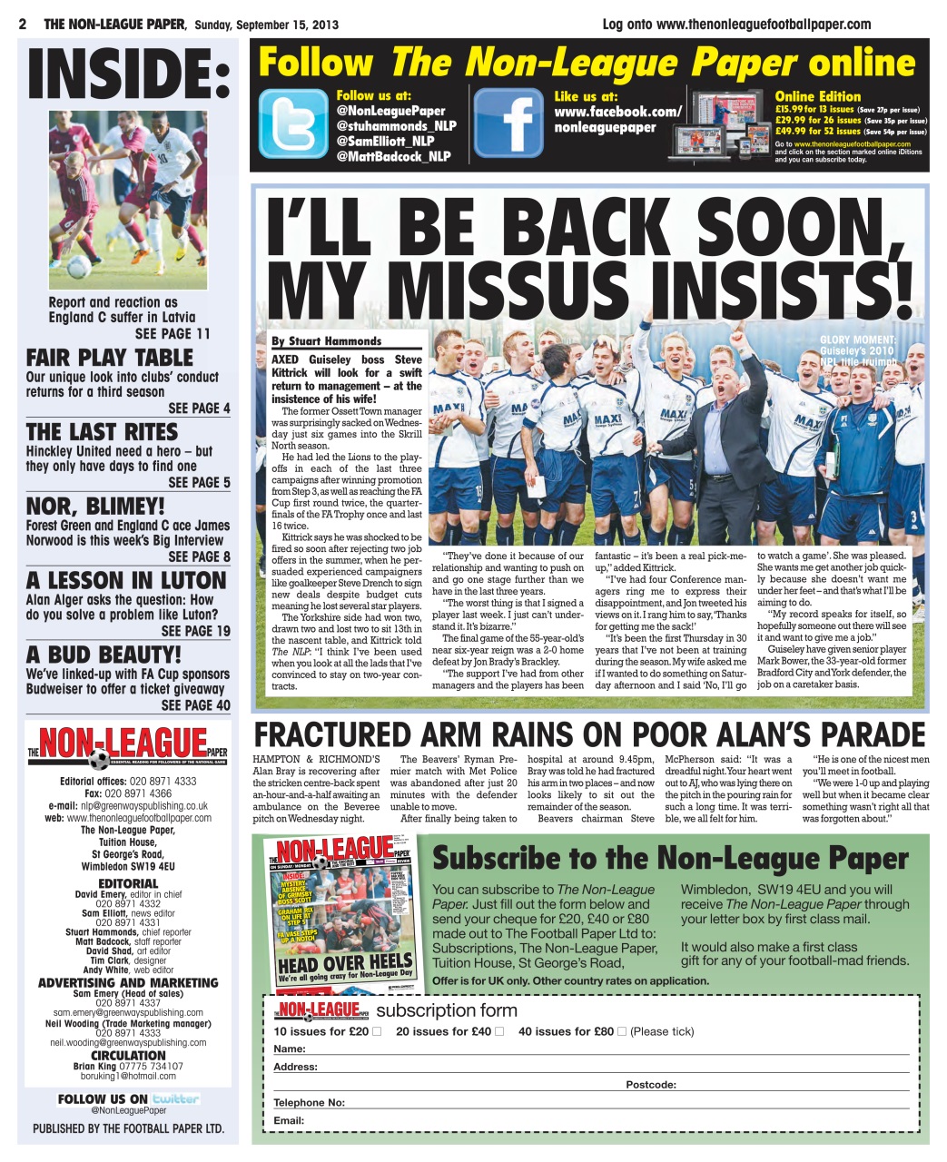 The Non-League Football Paper Preview Pages