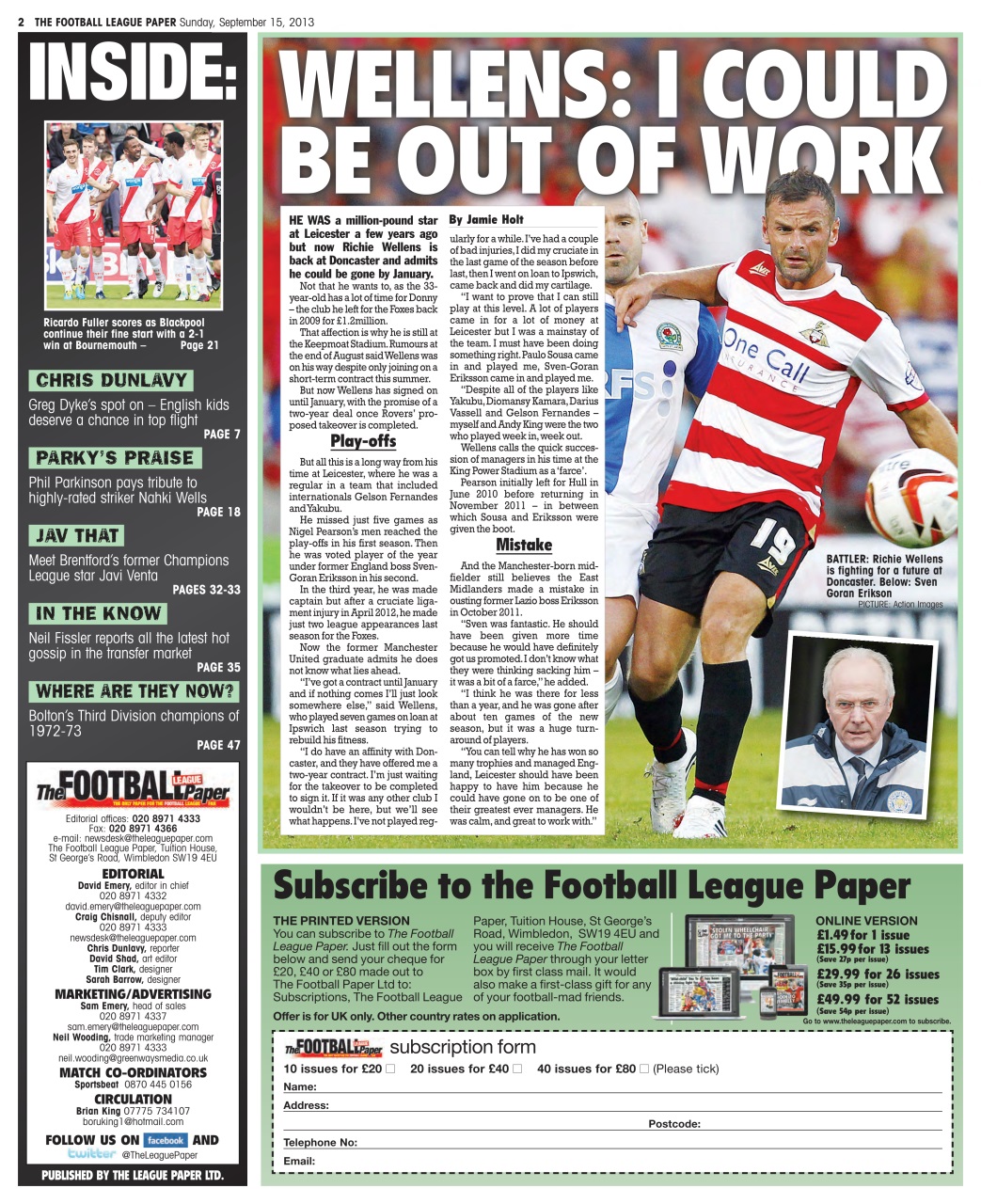 The Football League Paper Preview Pages