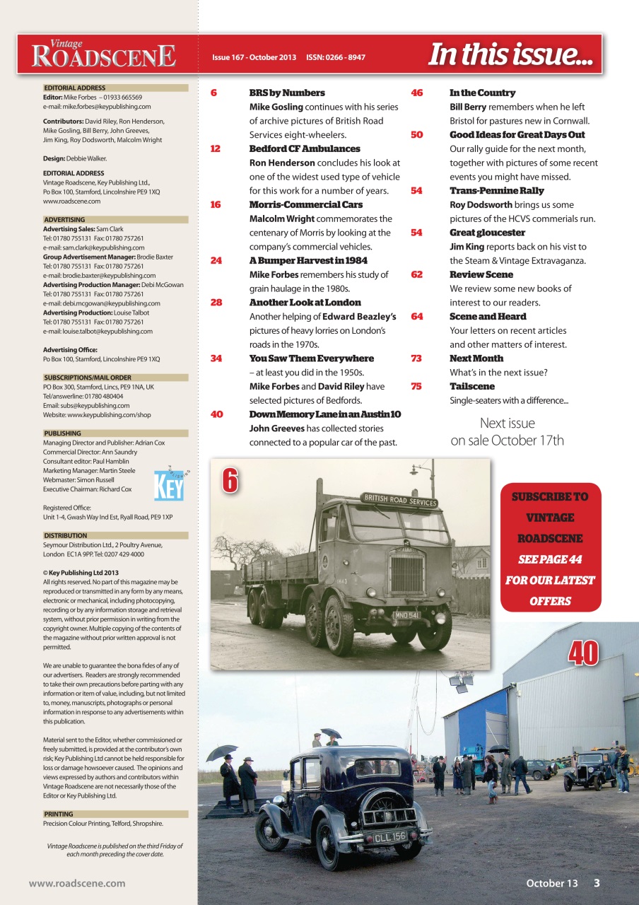 Vintage Roadscene Magazine - October 2013 Back Issue