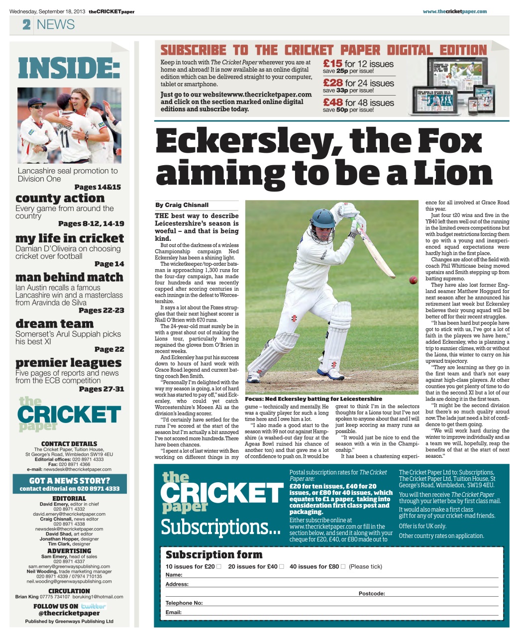 The Cricket Paper Preview Pages