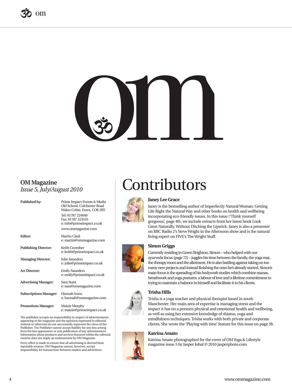 OM Yoga Magazine Preview Pages
