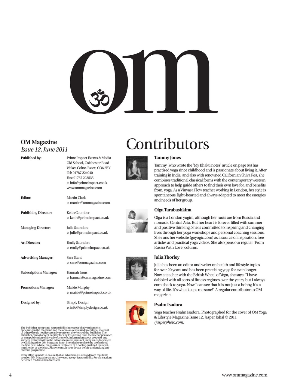 OM Yoga Magazine Preview Pages