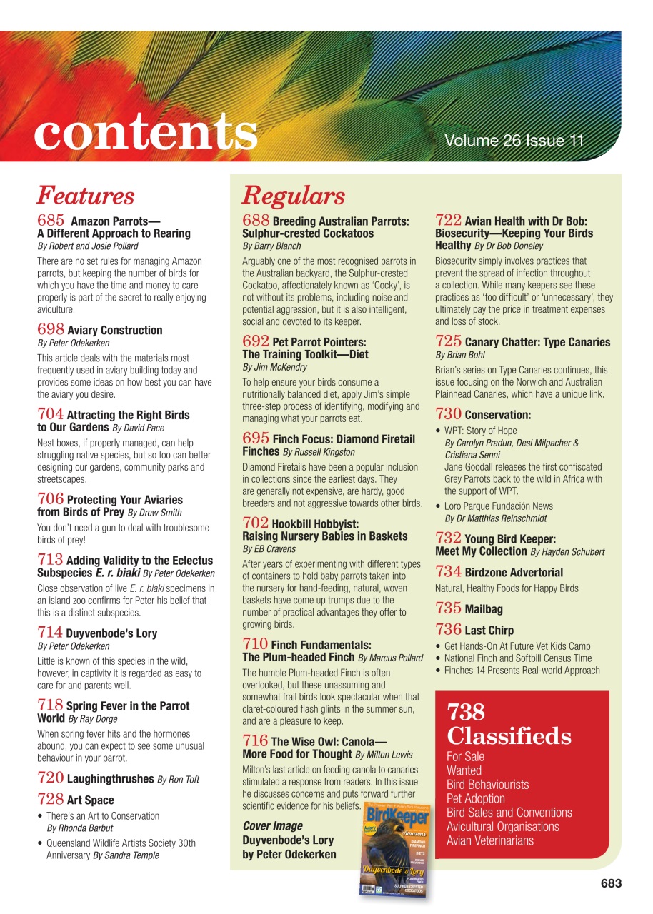 Australian Birdkeeper Magazine Preview Pages