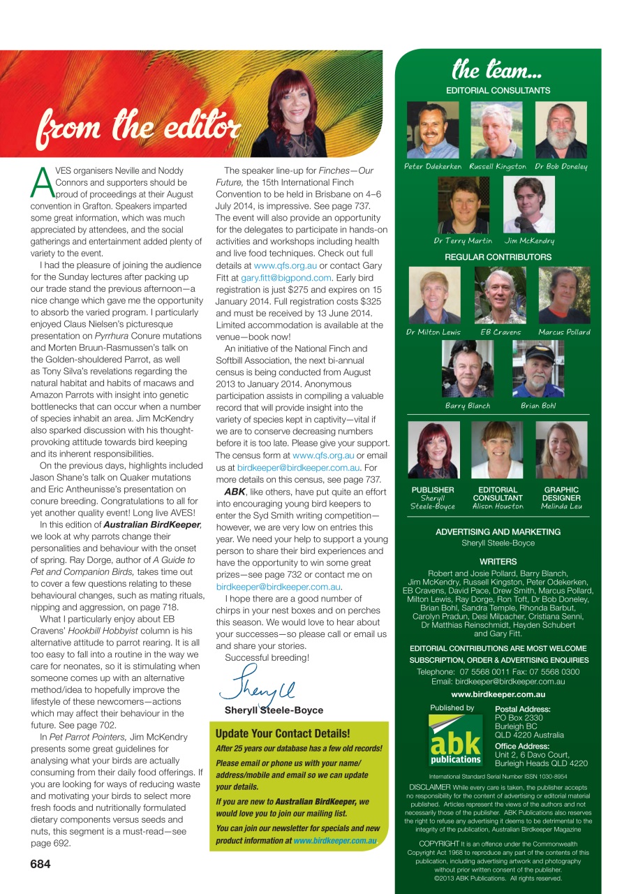 Australian Birdkeeper Magazine Preview Pages