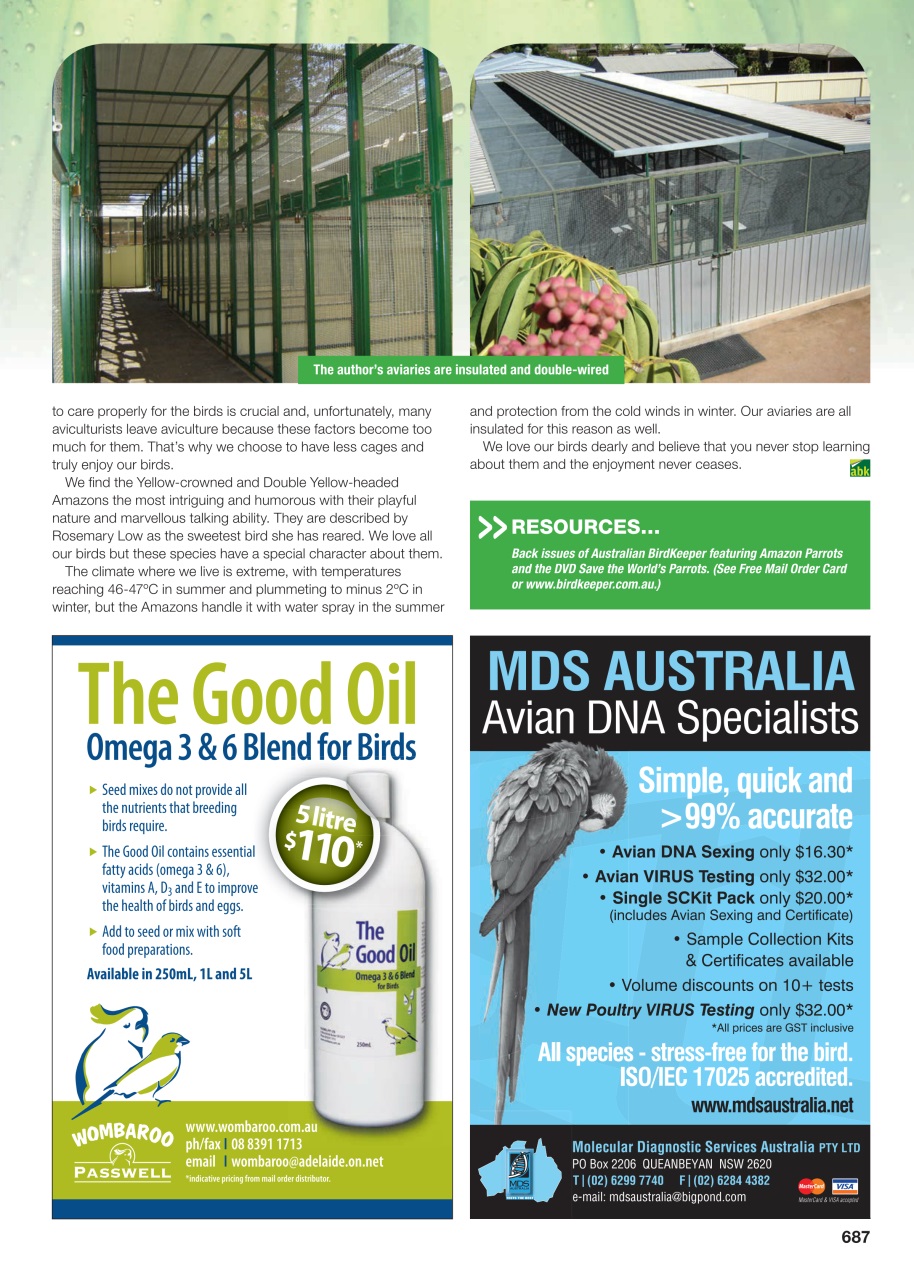 Australian Birdkeeper Magazine Preview Pages