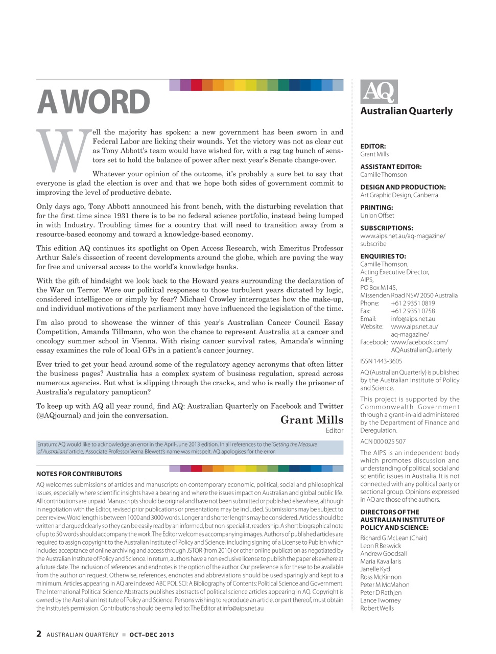 AQ: Australian Quarterly Preview Pages