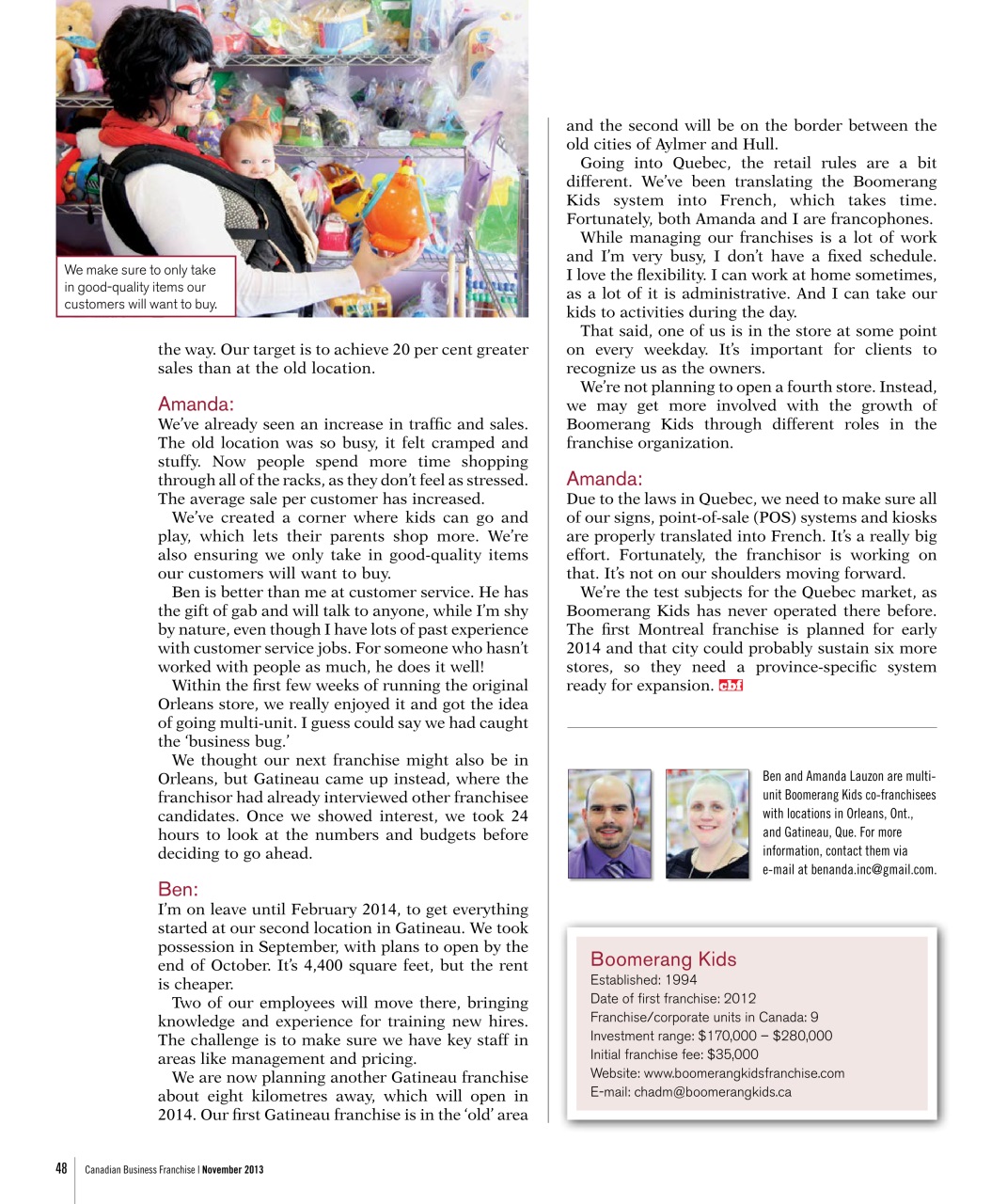 Canadian Business Franchise Preview Pages