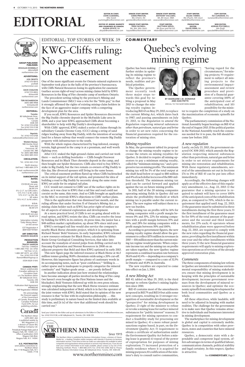 The Northern Miner Preview Pages