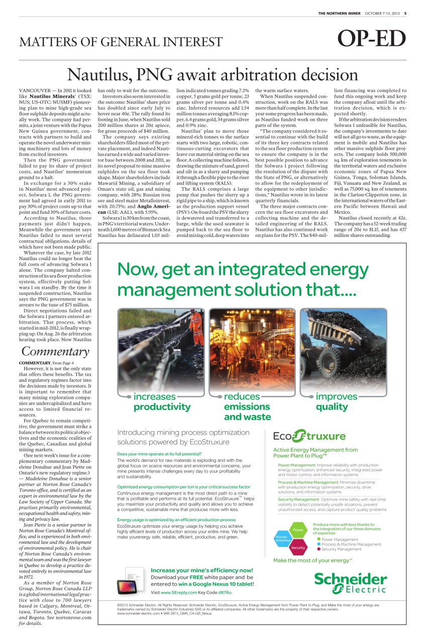 The Northern Miner Preview Pages