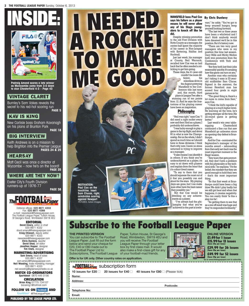The Football League Paper Preview Pages