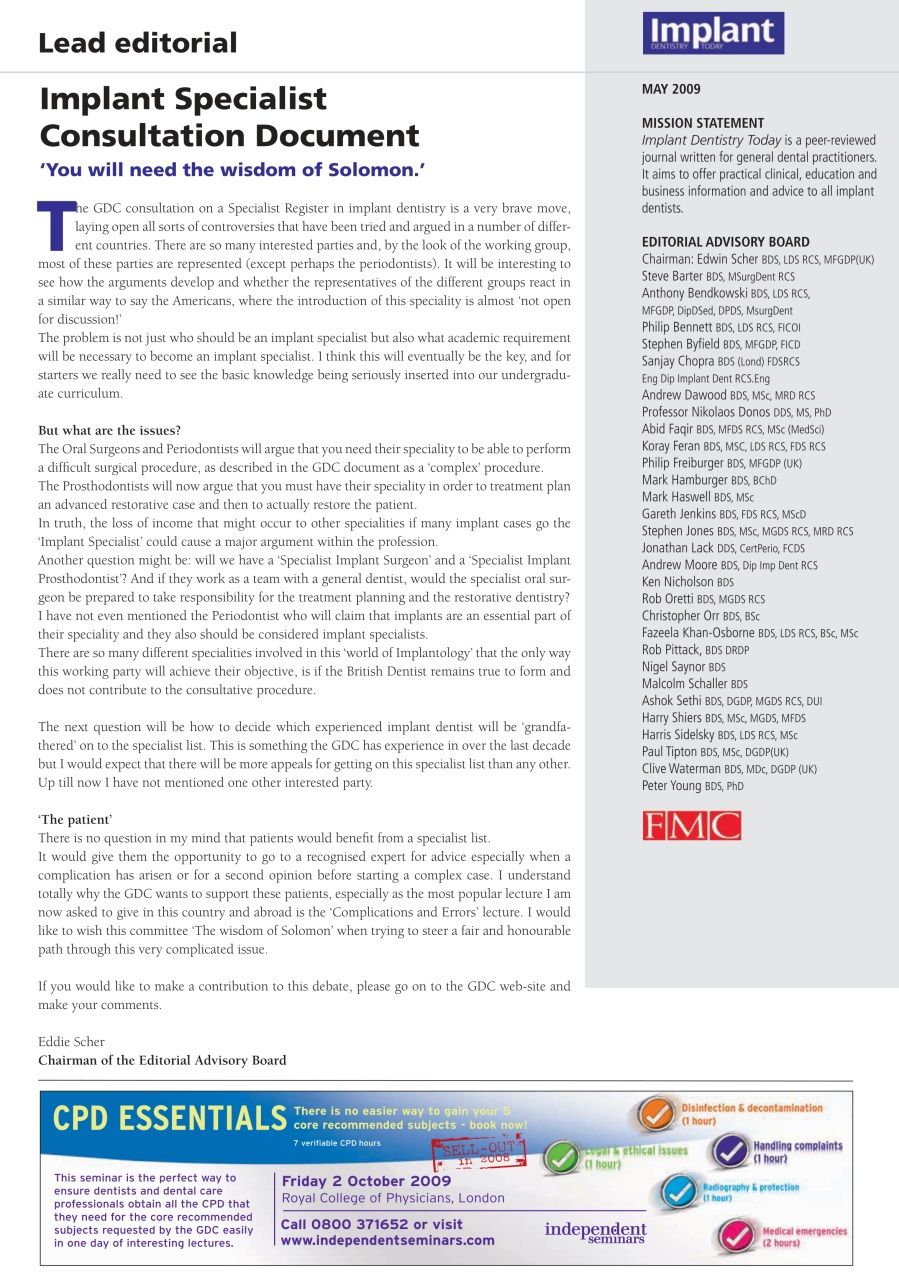IDT – Implant Dentistry Today Preview Pages