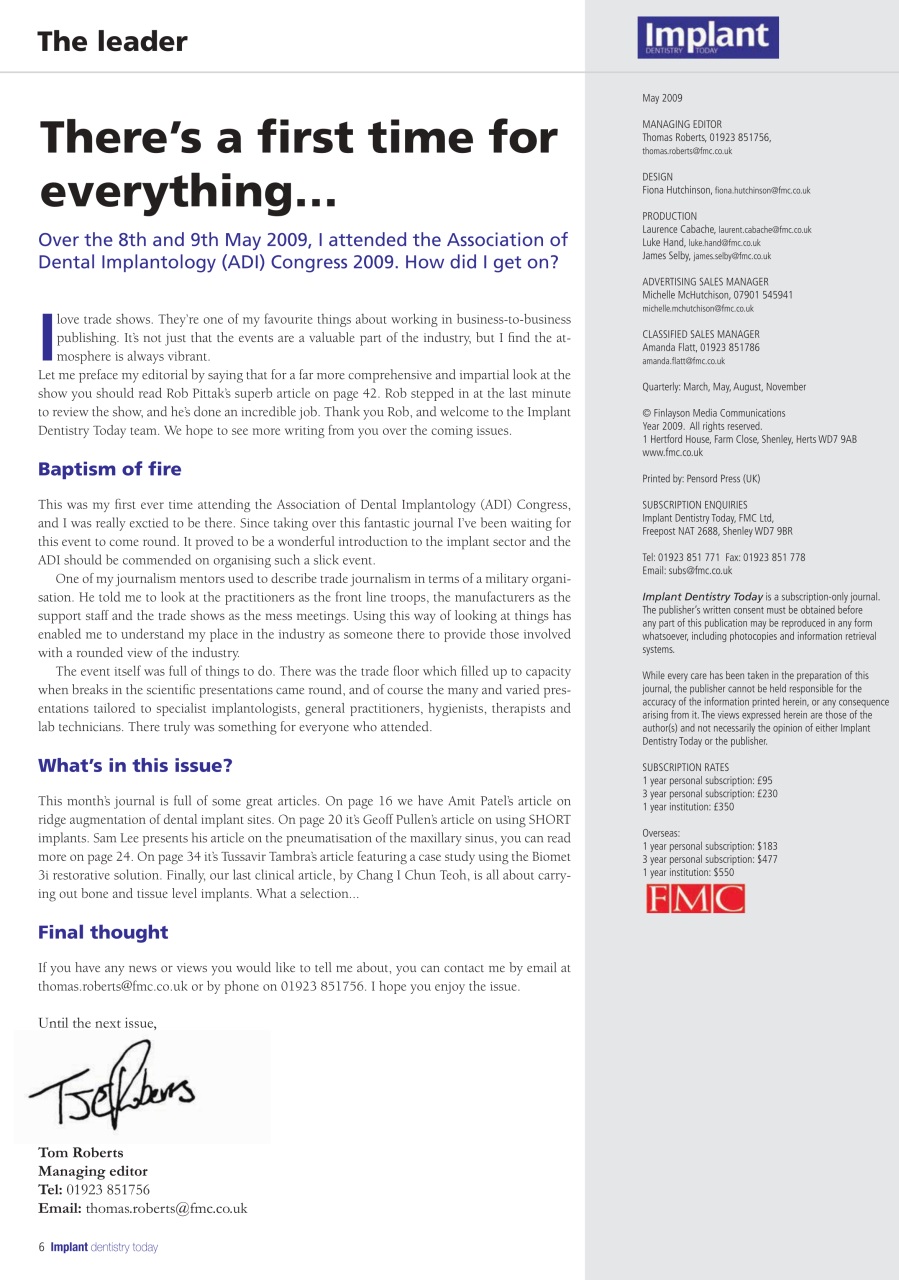 IDT – Implant Dentistry Today Preview Pages