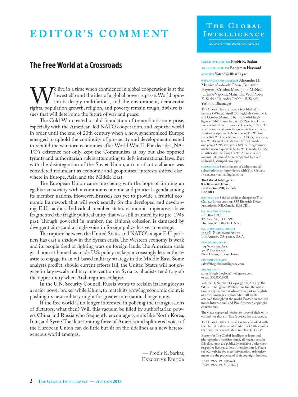 The Global Intelligence Preview Pages