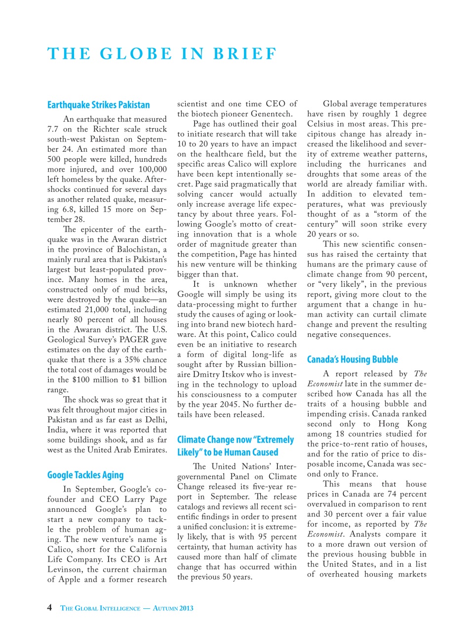 The Global Intelligence Preview Pages