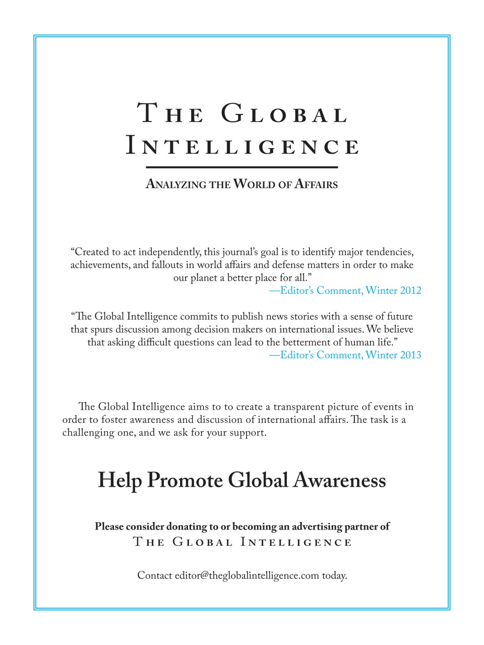 The Global Intelligence Preview Pages