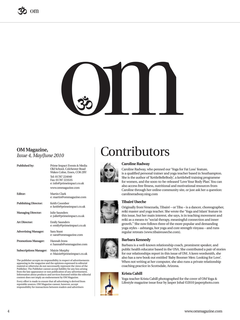 OM Yoga Magazine Preview Pages