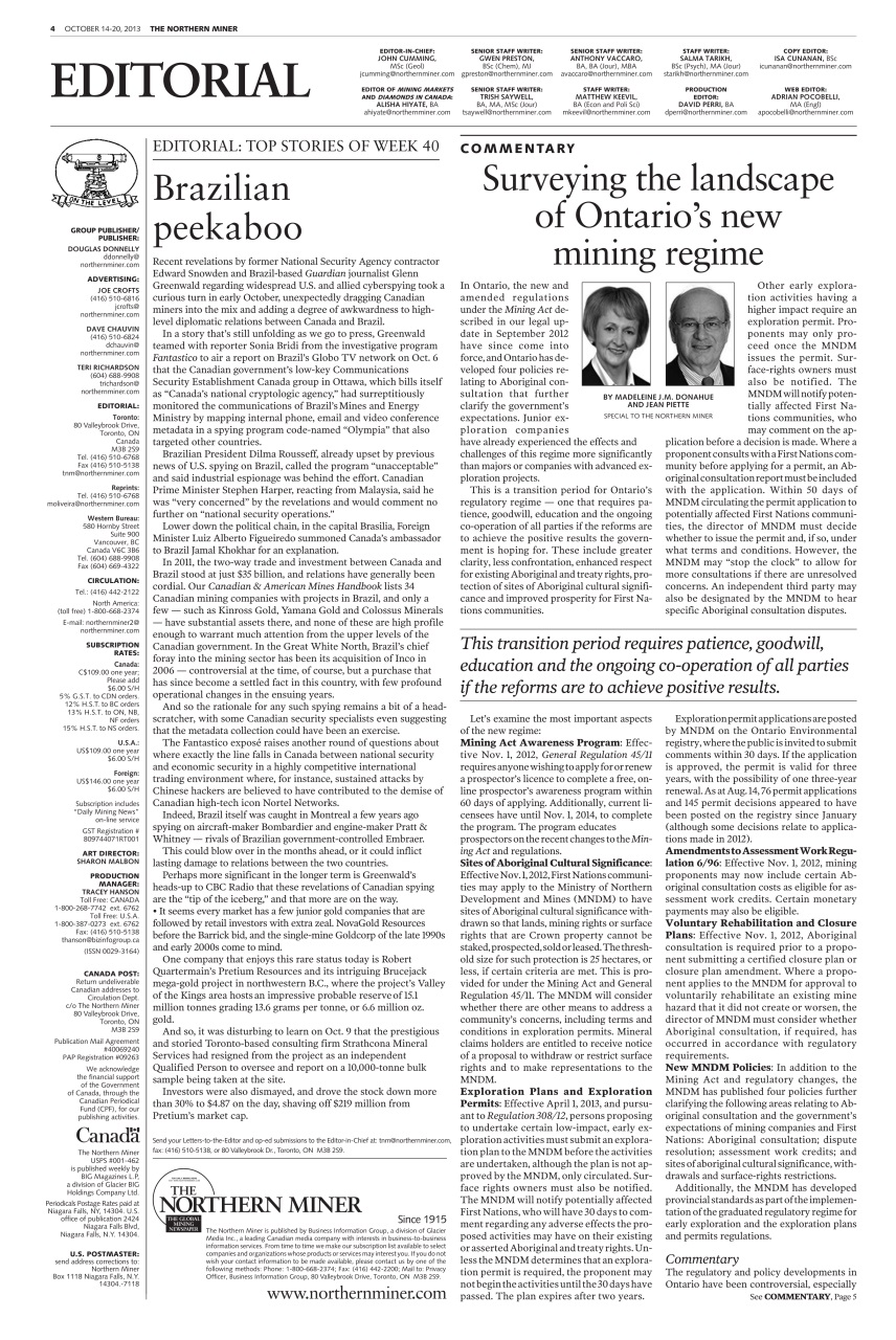 The Northern Miner Preview Pages