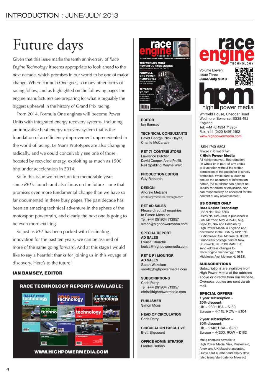 Race Engine Technology Preview Pages