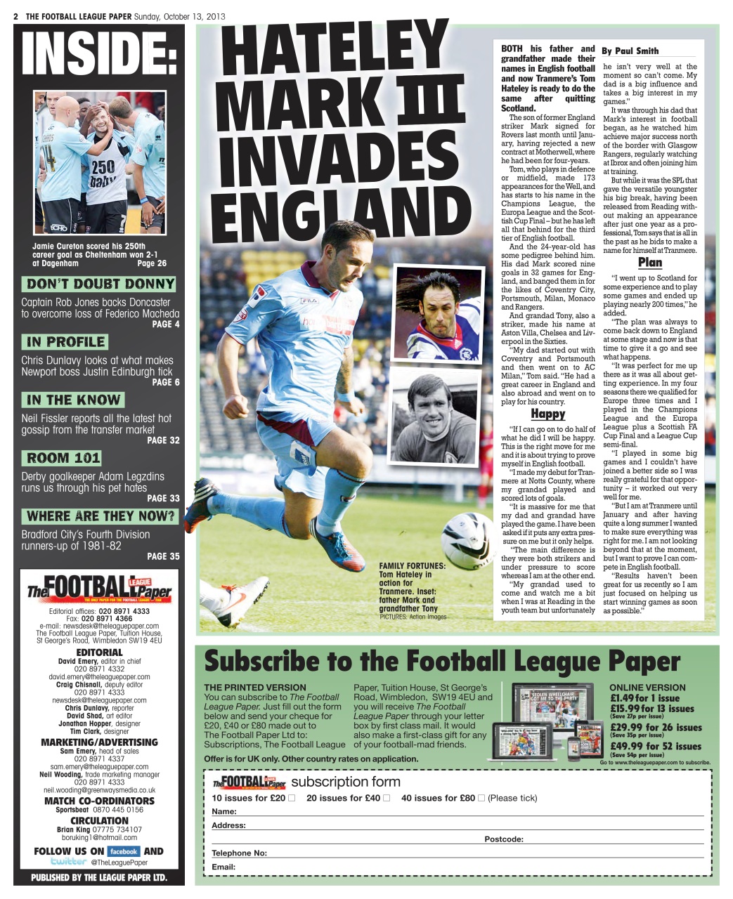 The Football League Paper Preview Pages