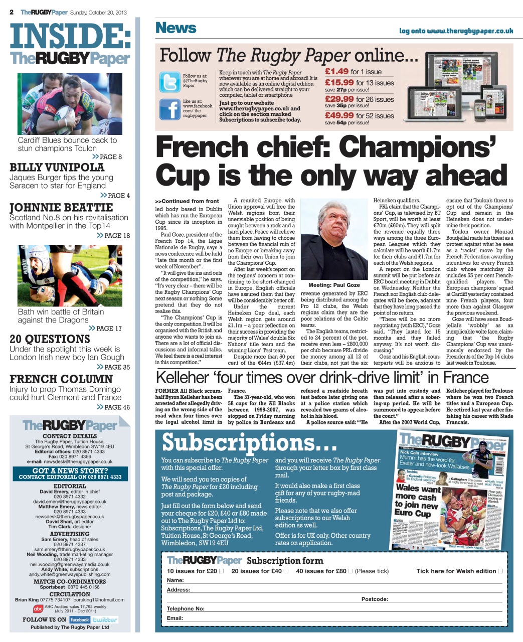 The Rugby Paper Preview Pages