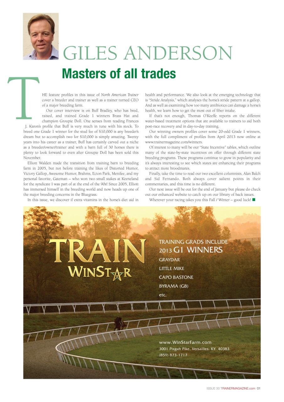 North American Trainer Magazine - horse racing Preview Pages