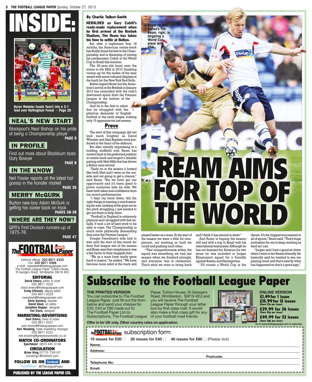 The Football League Paper Preview Pages