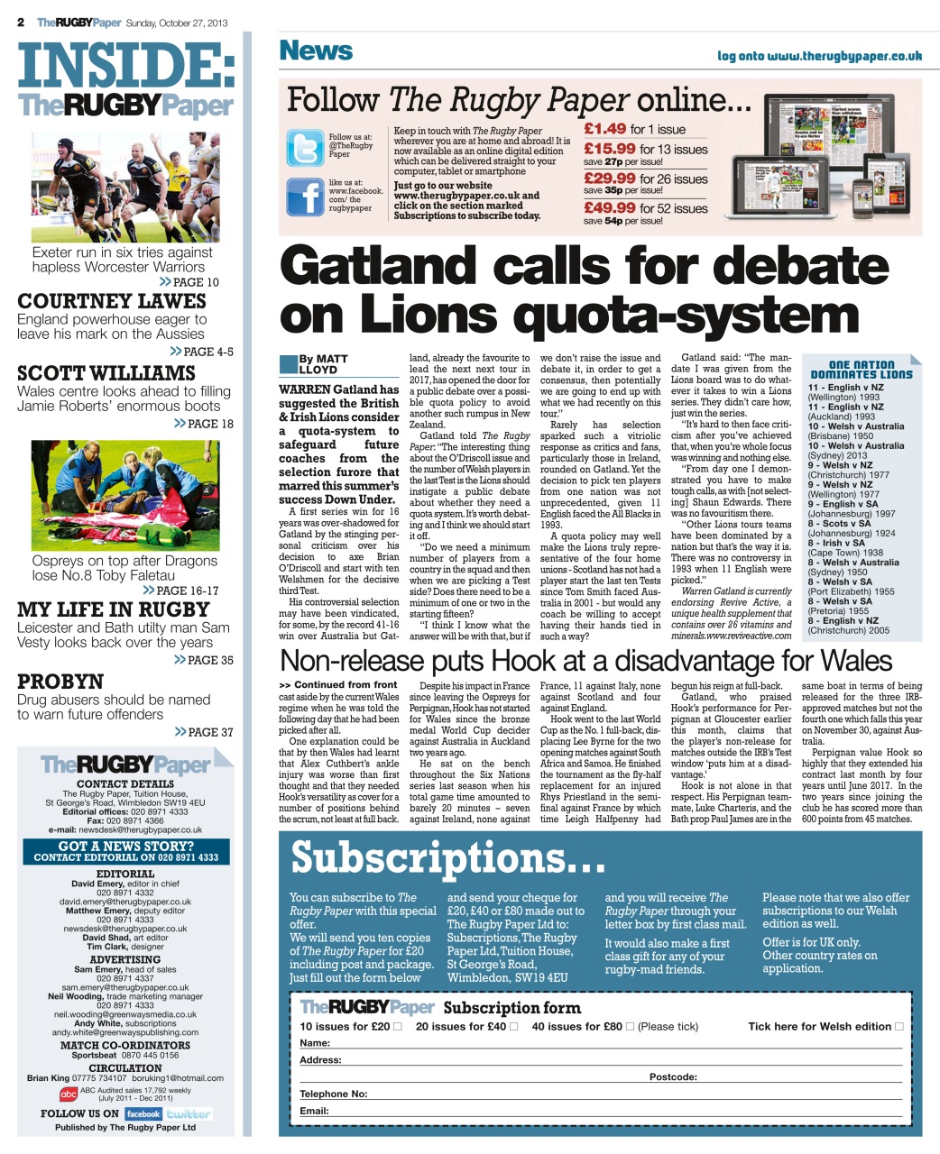 The Rugby Paper Preview Pages