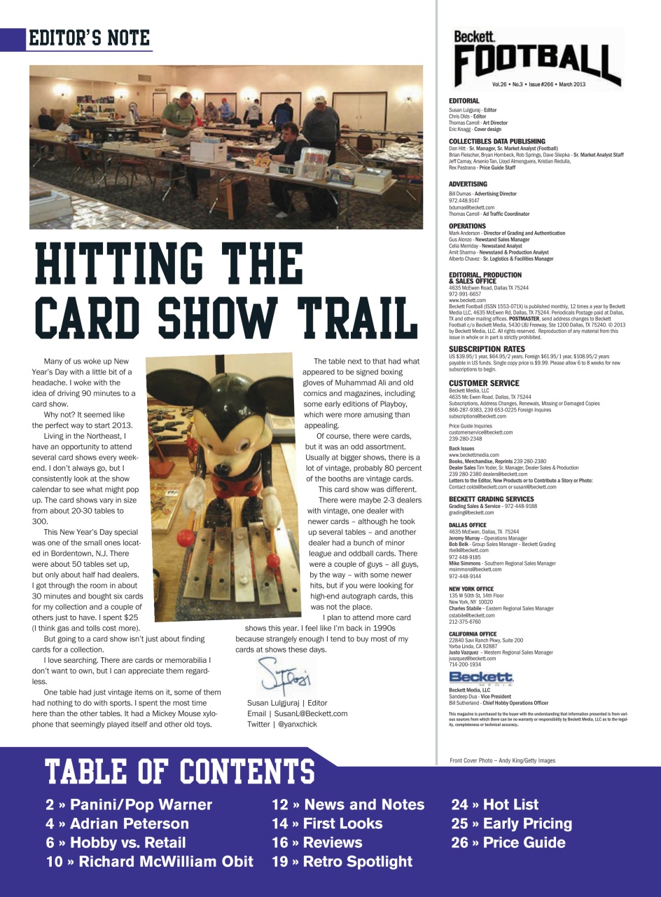 Beckett Football Magazine Preview Pages