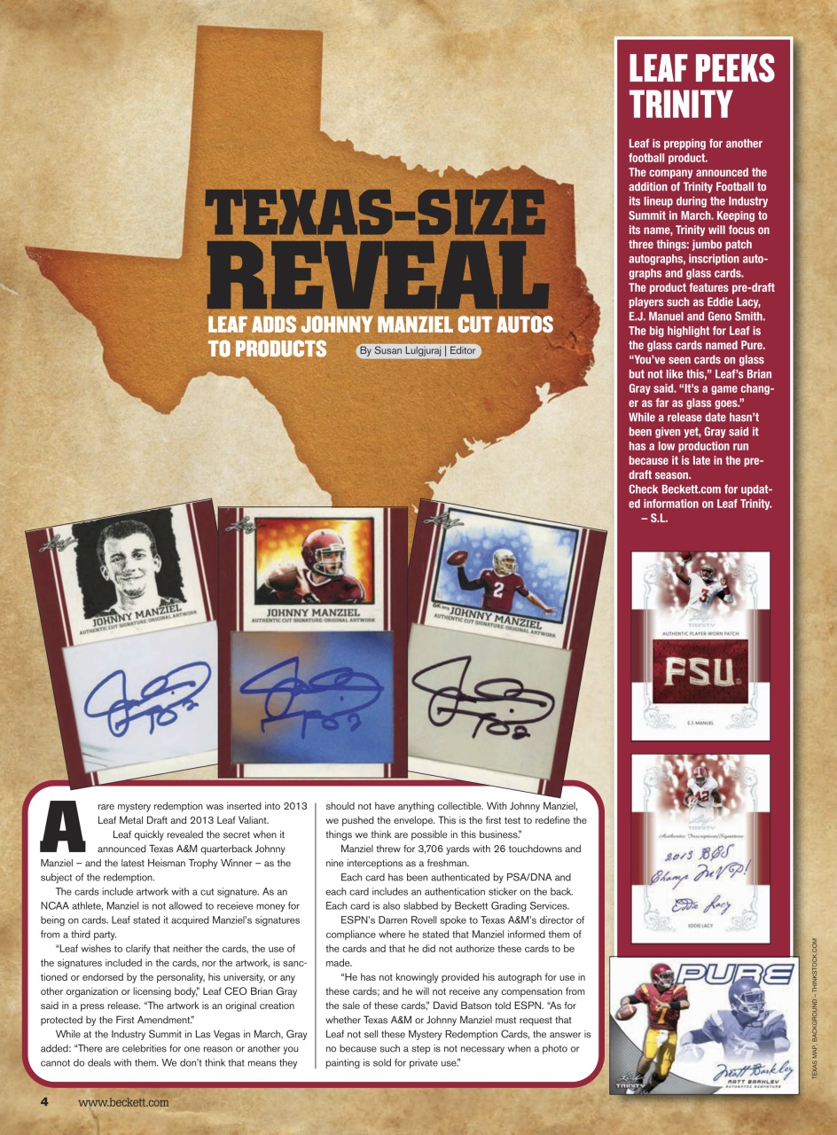 Beckett Football Magazine Preview Pages