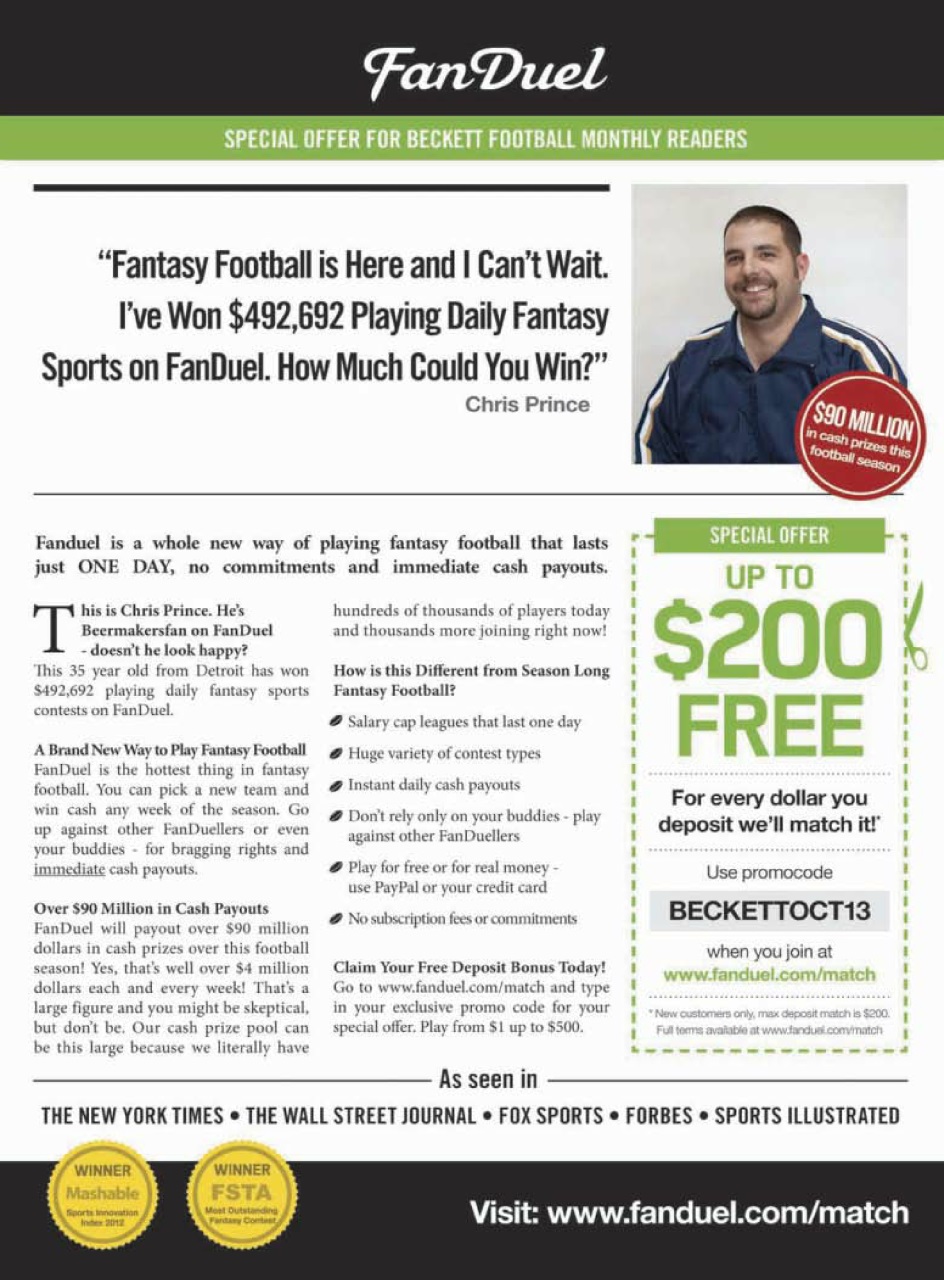 Beckett Football Magazine Preview Pages