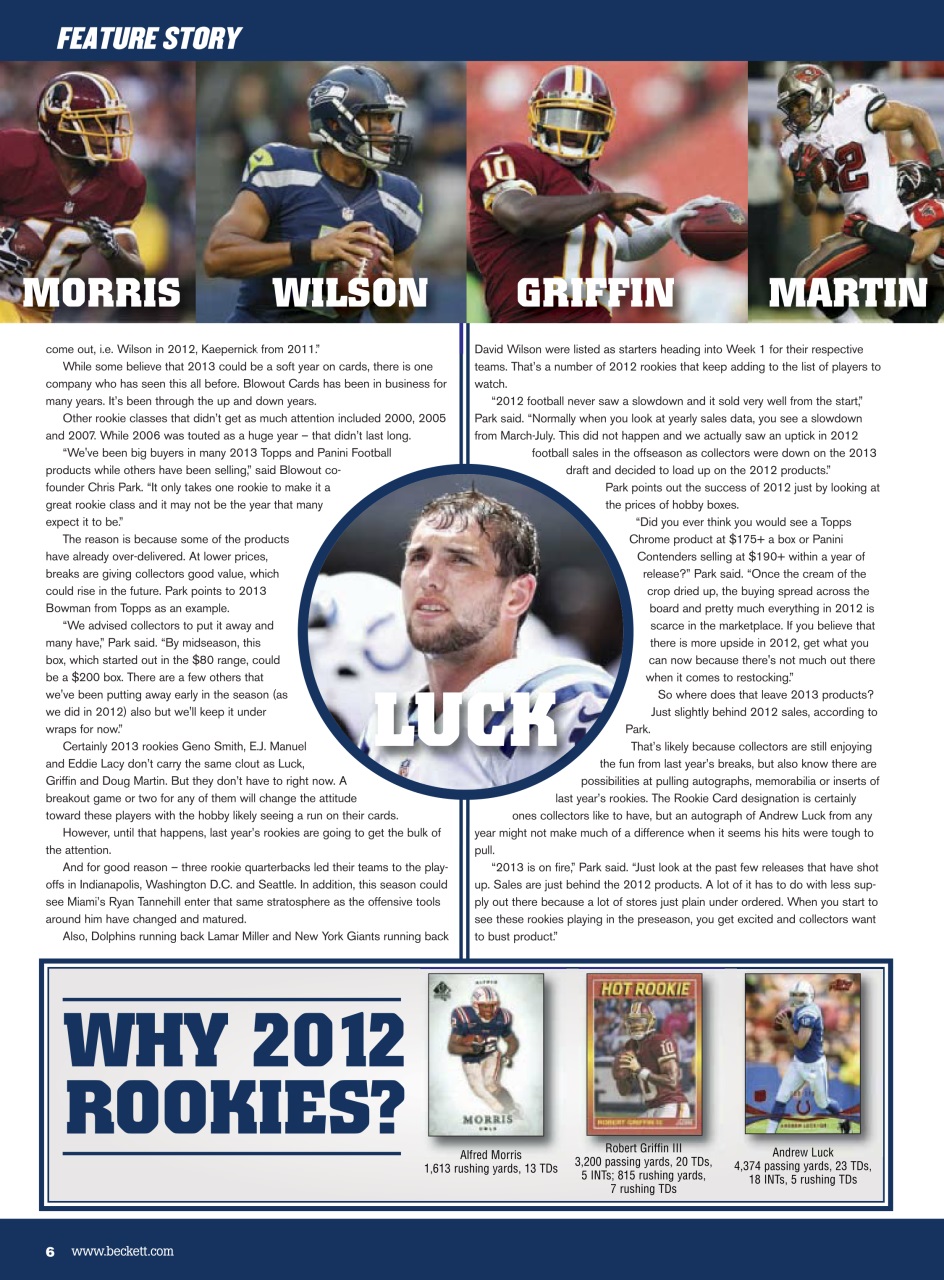 Beckett Football Magazine Preview Pages