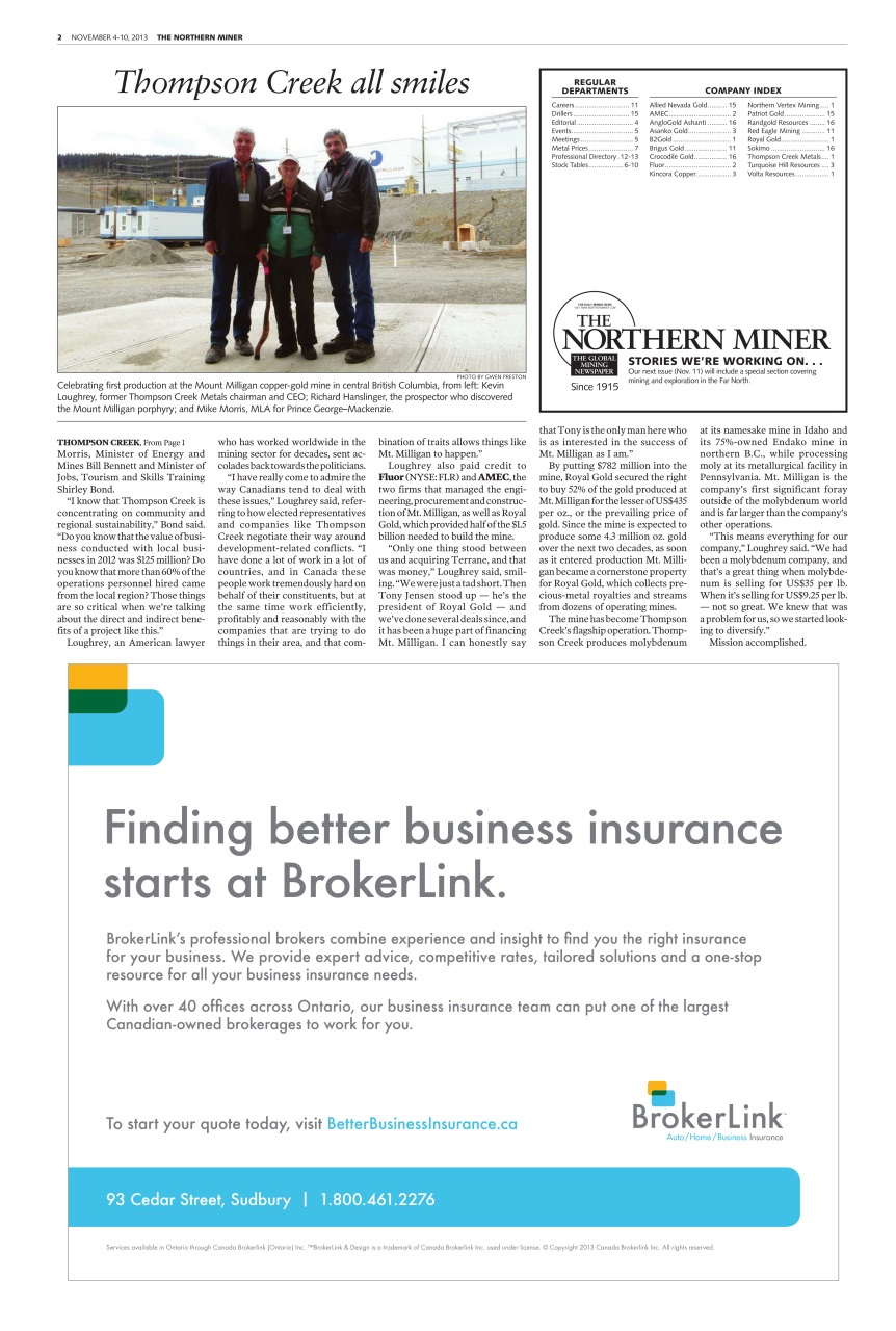 The Northern Miner Preview Pages