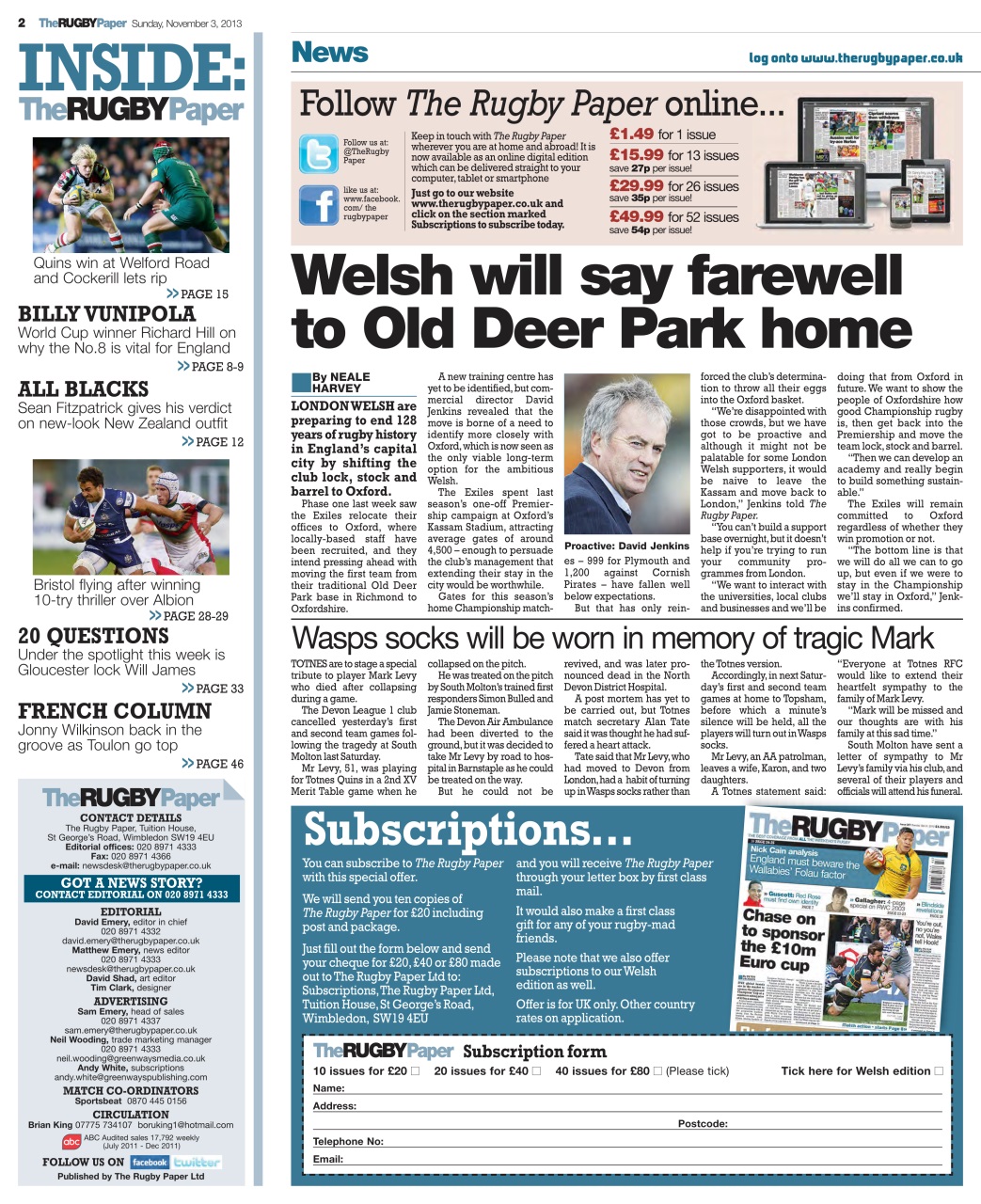 The Rugby Paper Preview Pages