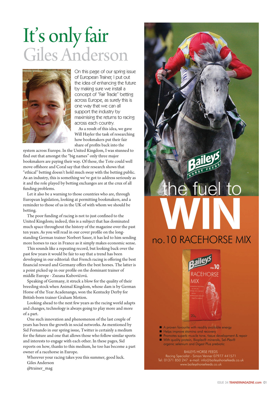 European Trainer Magazine - horse racing Preview Pages