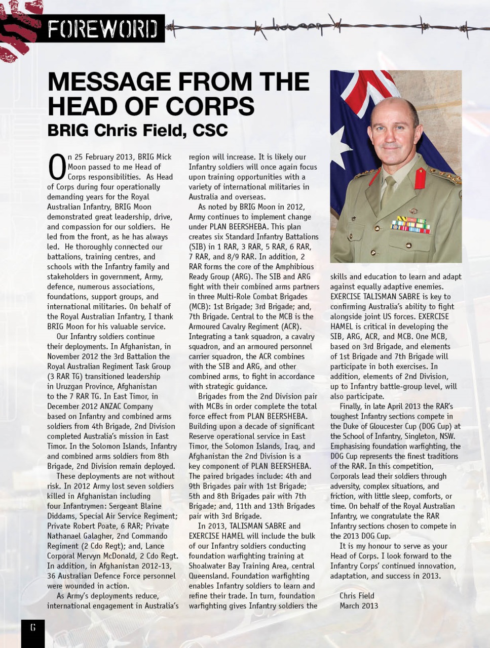 Australian Infantry Magazine Preview Pages